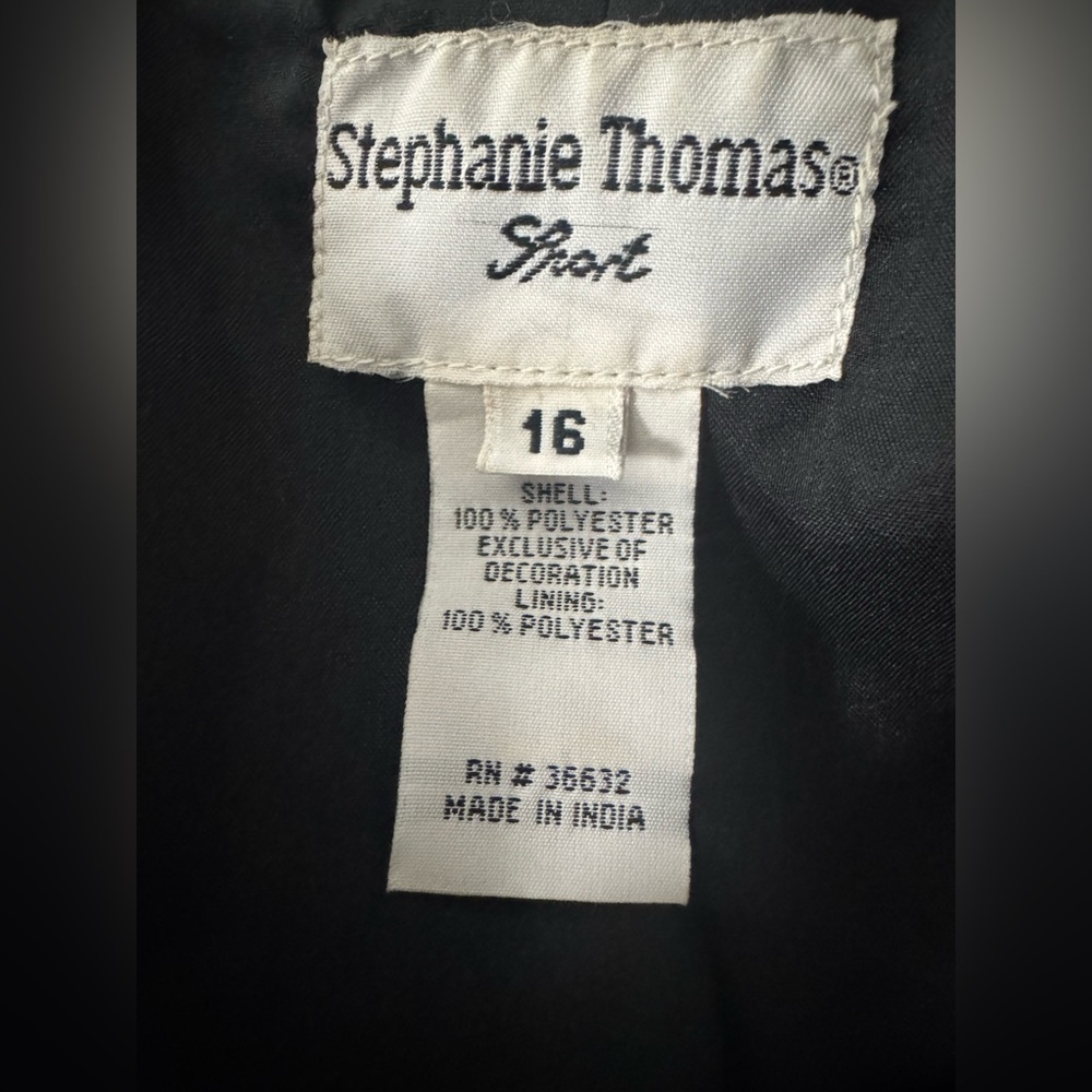 Vintage Stephanie Thomas Sport Cobalt Blue Velvet Beaded Jacket Size 16 - Picture 11 of 12